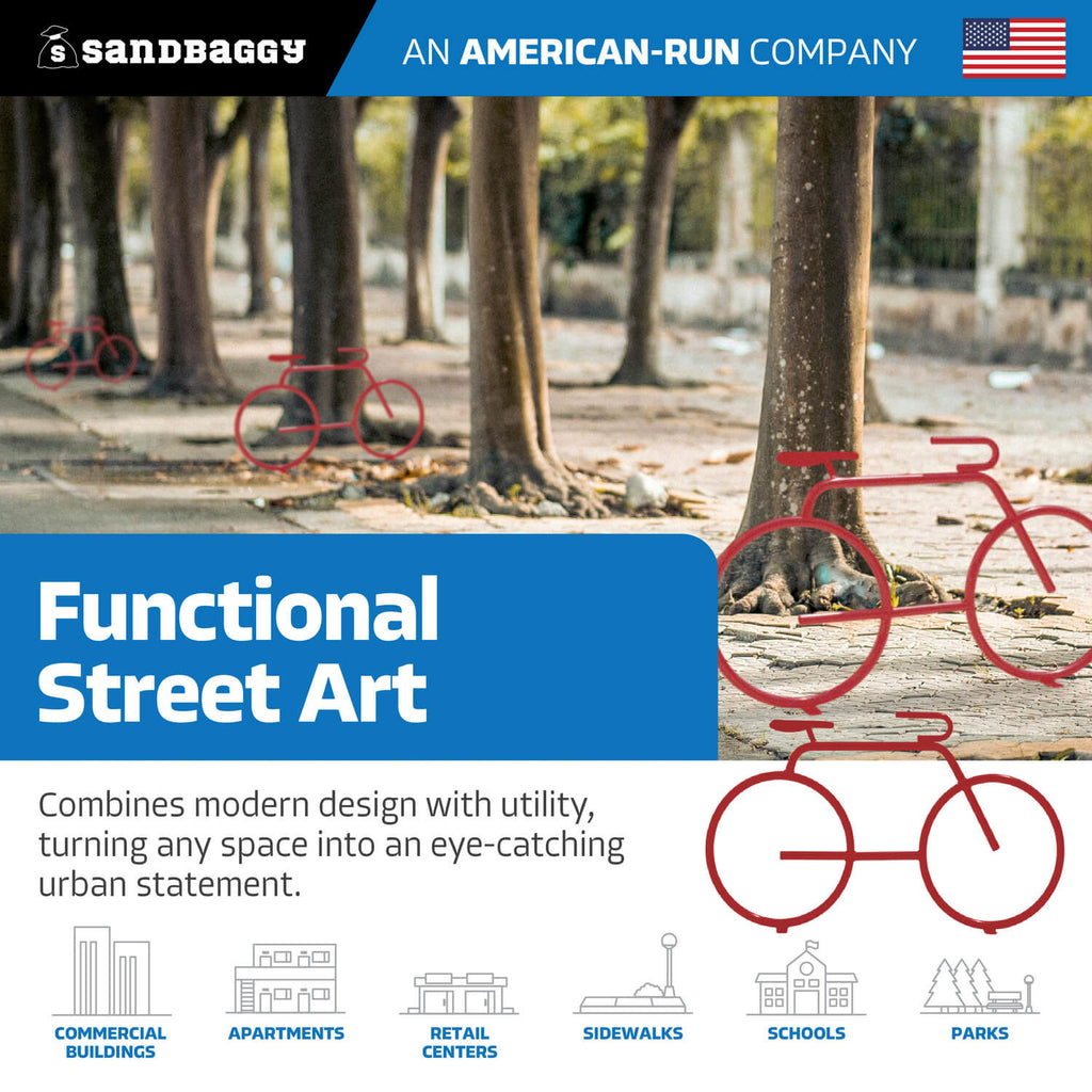 Red modern bicycle bike rack 