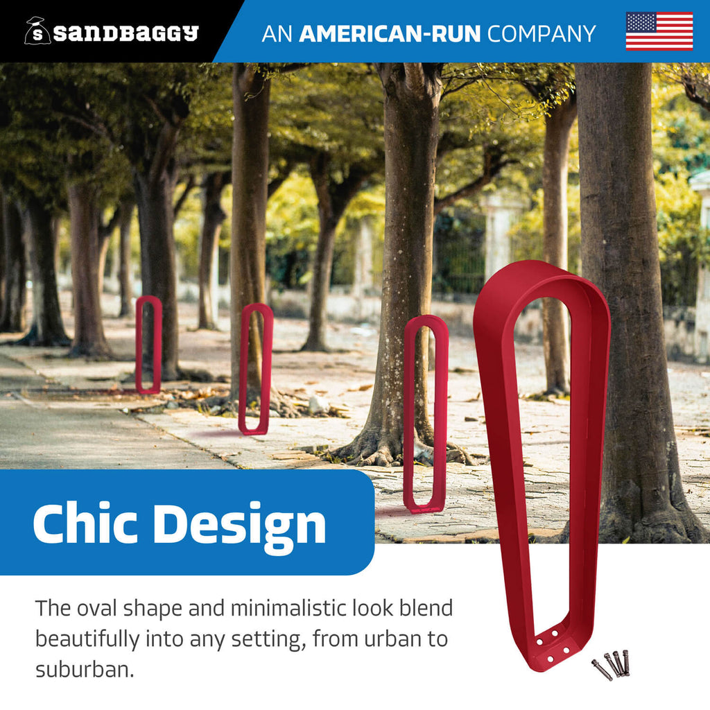 modern commercial oval bike rack  - RED