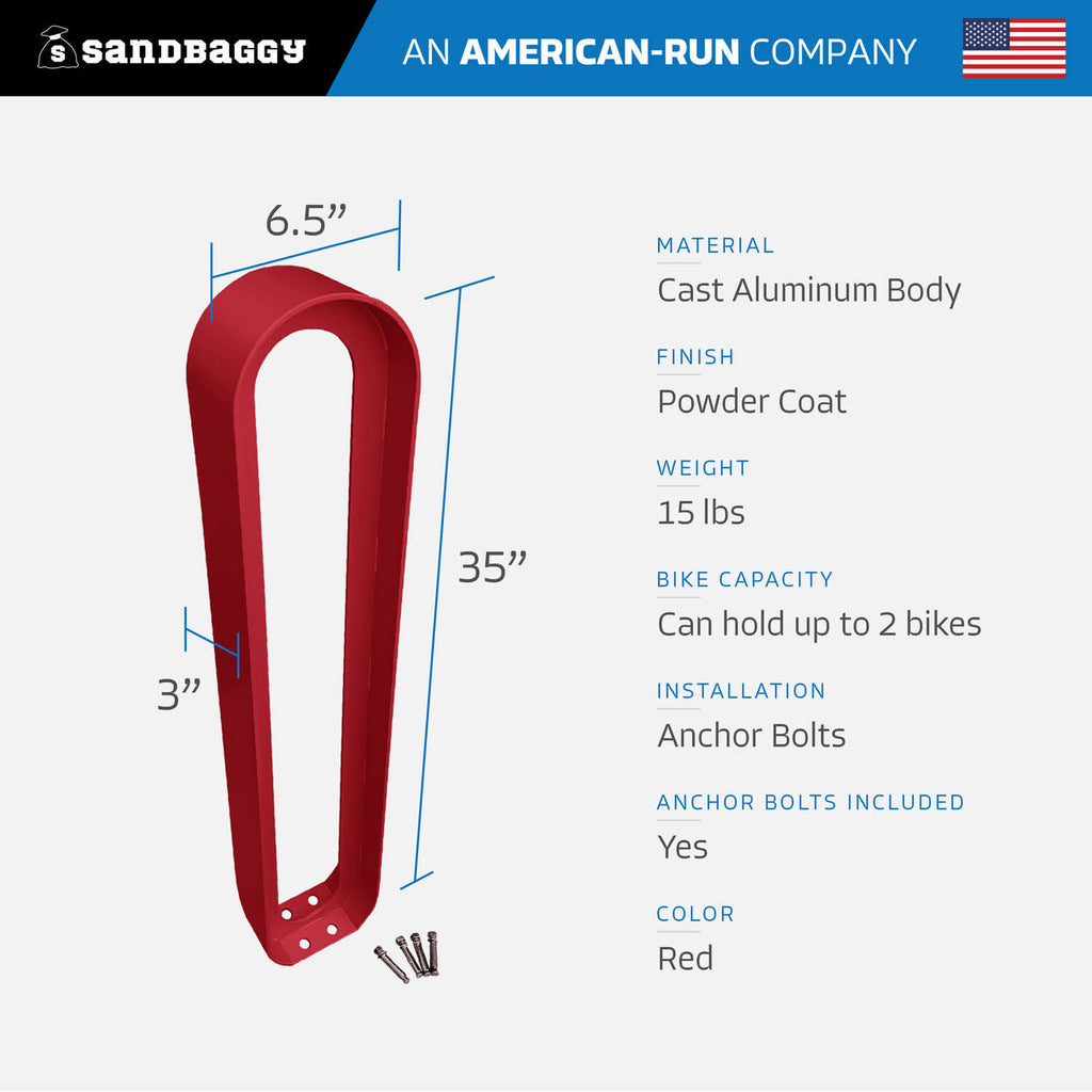 modern commercial oval bike rack  - RED