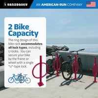 Red Commercial Post and Ring Bike Rack - Surface Mount (2 Bike Capacity)
