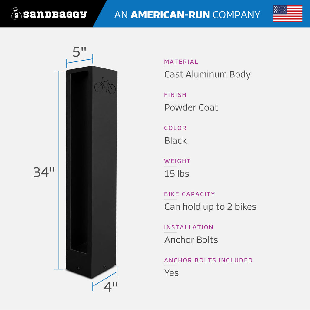 Black Rectangular Modern Bike Rack Specs