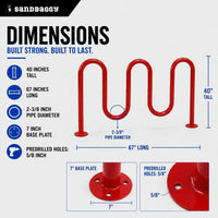 Red 5 loop bike rack - 7 capacity 
