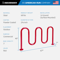 Red 5 loop bike rack - 7 capacity 