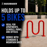 Red Dual Loop Bike Rack - 5 Capacity 