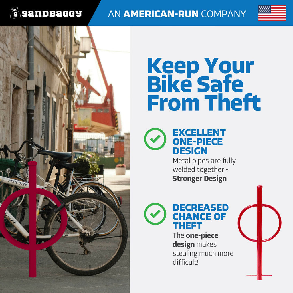 in ground post and ring bike rack - red