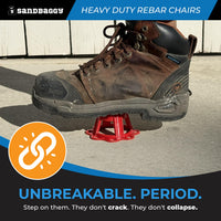 Plastic Rebar Chairs - Elevates Rebar 1 ½" or  2" - Rebar #3 to #5 (Red)