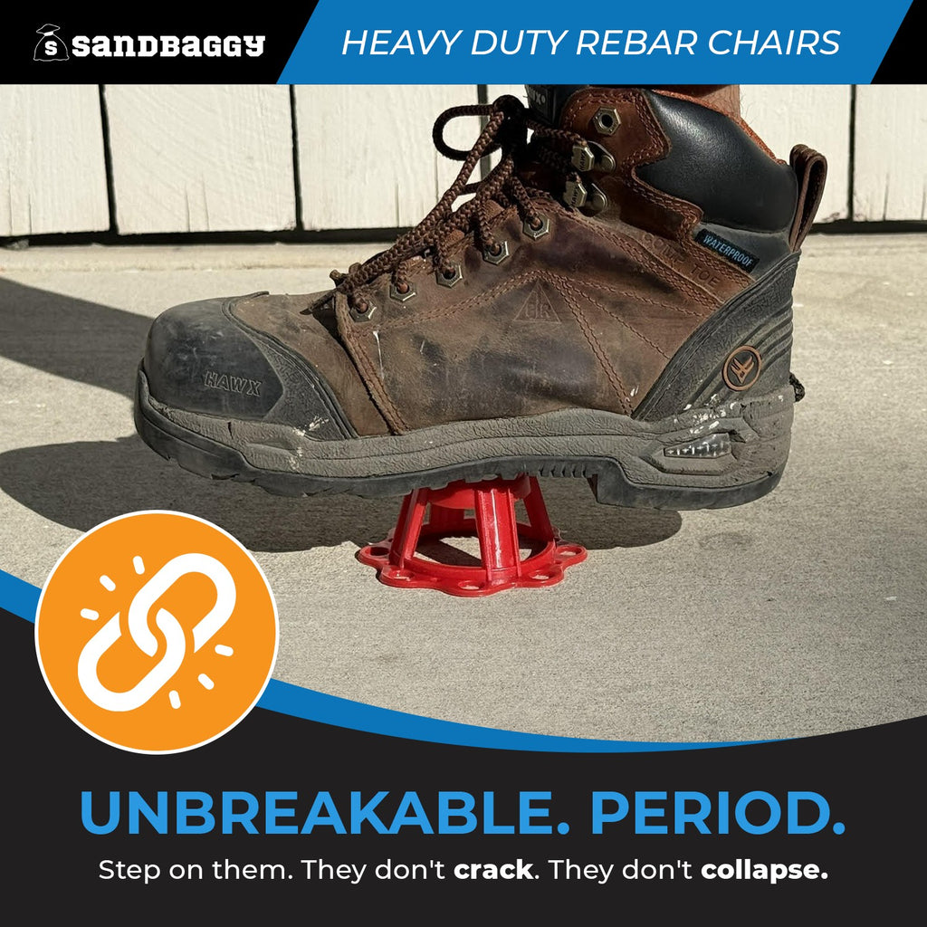 Plastic Rebar Chairs - Elevates Rebar 1 ½" or  2" - Rebar #3 to #5 (Red)