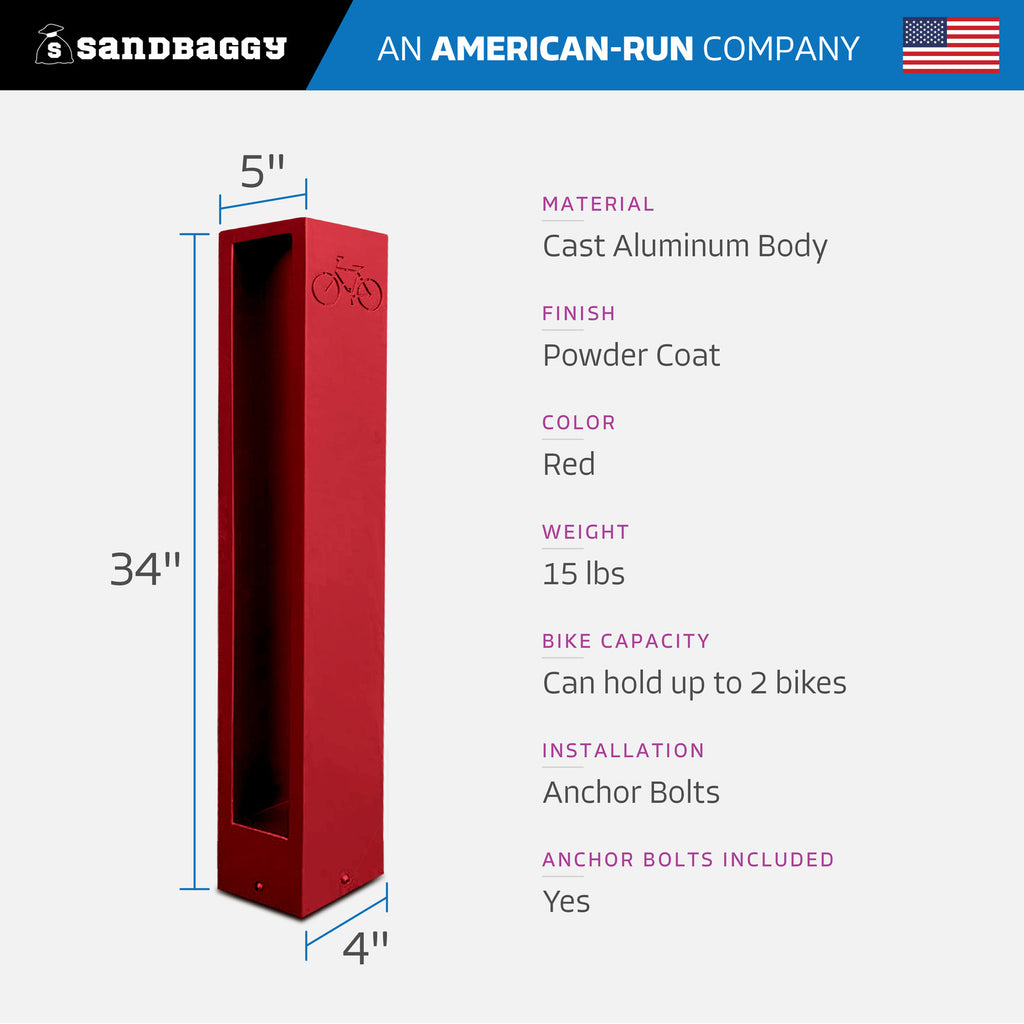 Red Rectangle Modern Bike Rack Specs