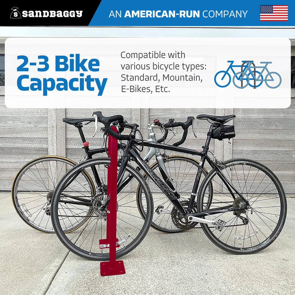 red outdoor u shaped bike rack