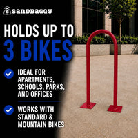 outdoor u shaped bike rack - red - 3 bike cap