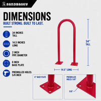 outdoor u shaped bike rack - red - specs