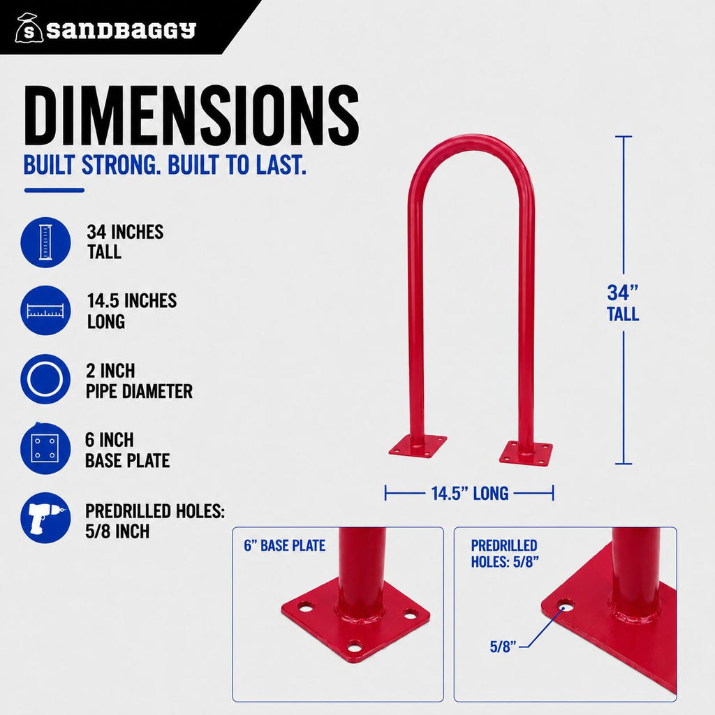 outdoor u shaped bike rack - red - specs