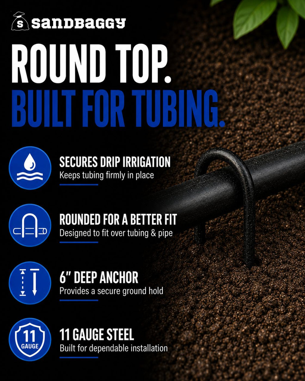 6-inch round top staples - built for tubing 