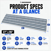 27" x 96" Metal Rib Stay Form Sheets – Galvanized Concrete Forming Sheets