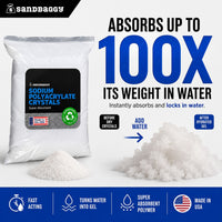 super absorbent Sodium Polyacrylate absorbs 100x its weight in water