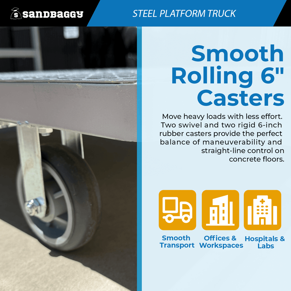 Heavy-Duty Steel Platform Truck | 2000 LB Capacity (48" x 24")