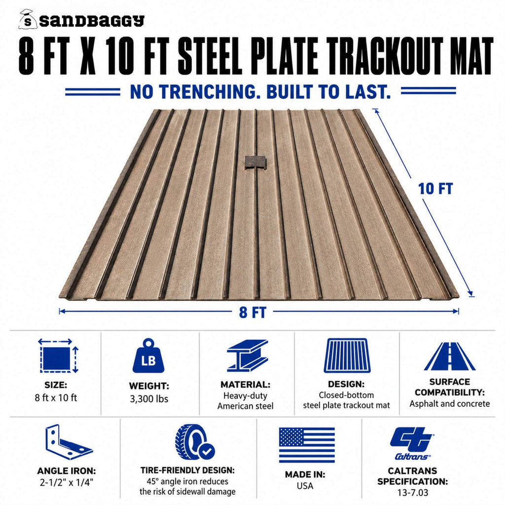 8 ft x 10 ft Steel Plate Trackout Mat