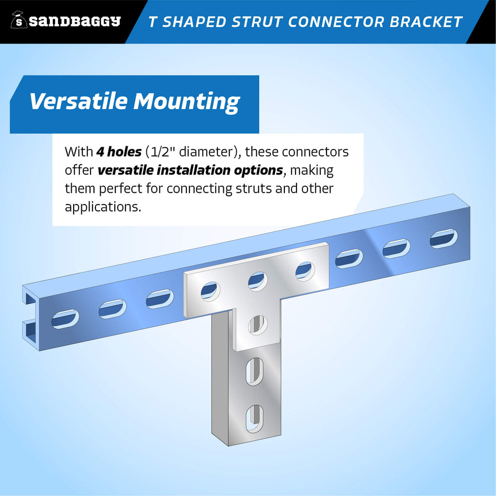 4-hole strut t-bracket - 1/2" diameter