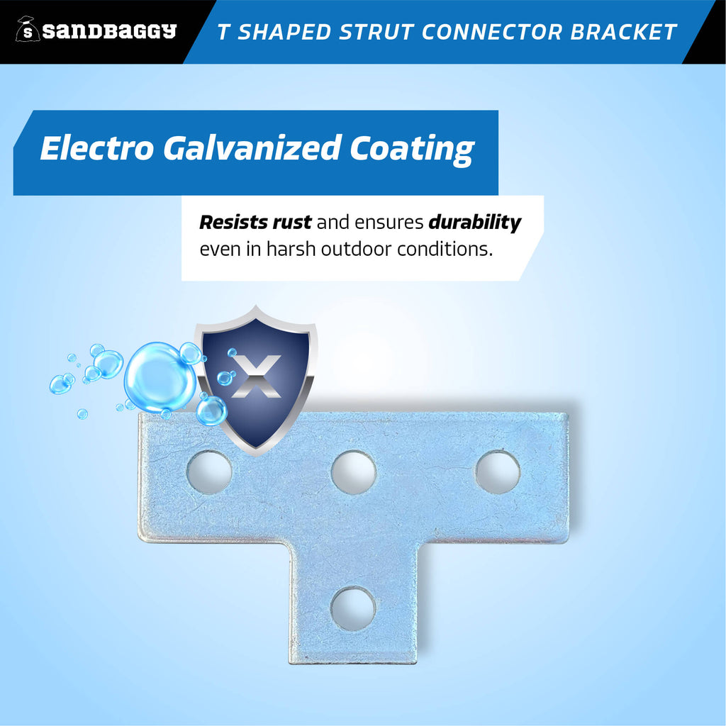 4-hole strut t-bracket - electro galvanized