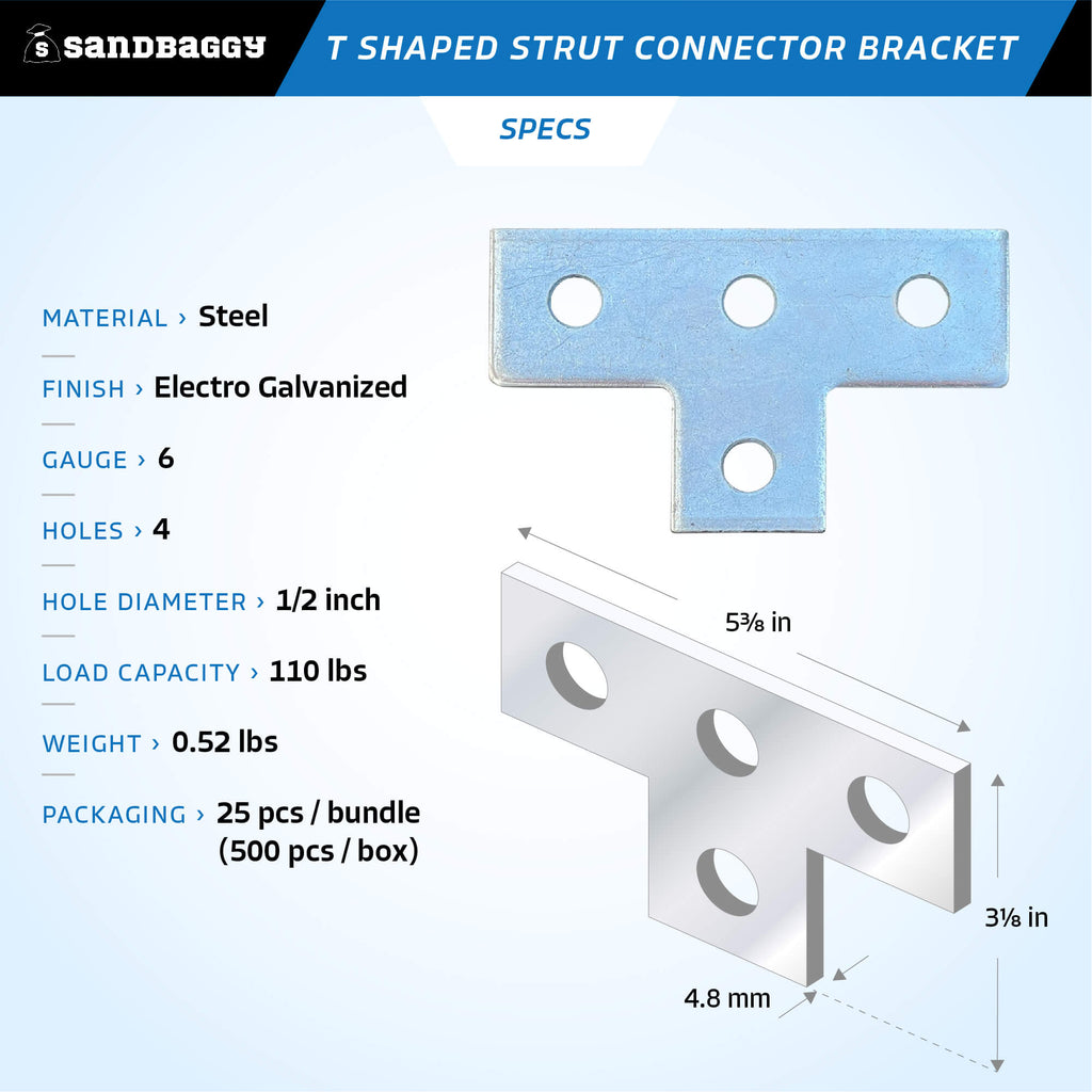 4-hole strut t-bracket - specs