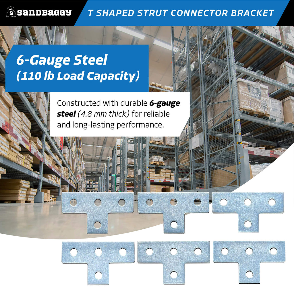 4-hole strut t-bracket - 6 gauge steel