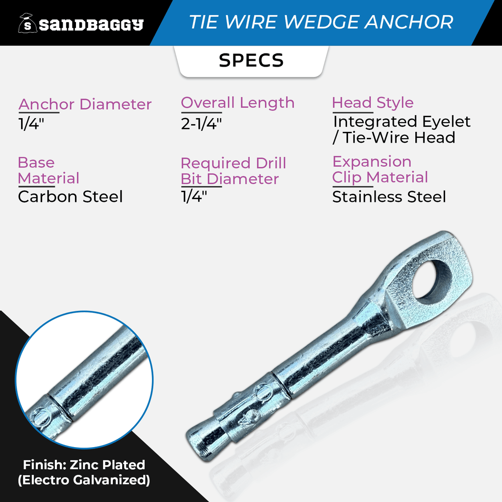 1/4" x 2-1/4" tie wire wedge anchor