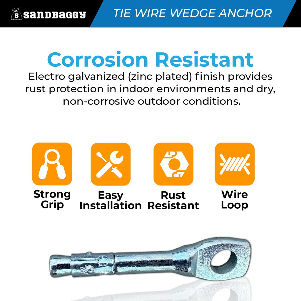1/4" x 2-1/4" Tie Wedge Anchor | For Suspended Ceiling Wire (Galvanized)
