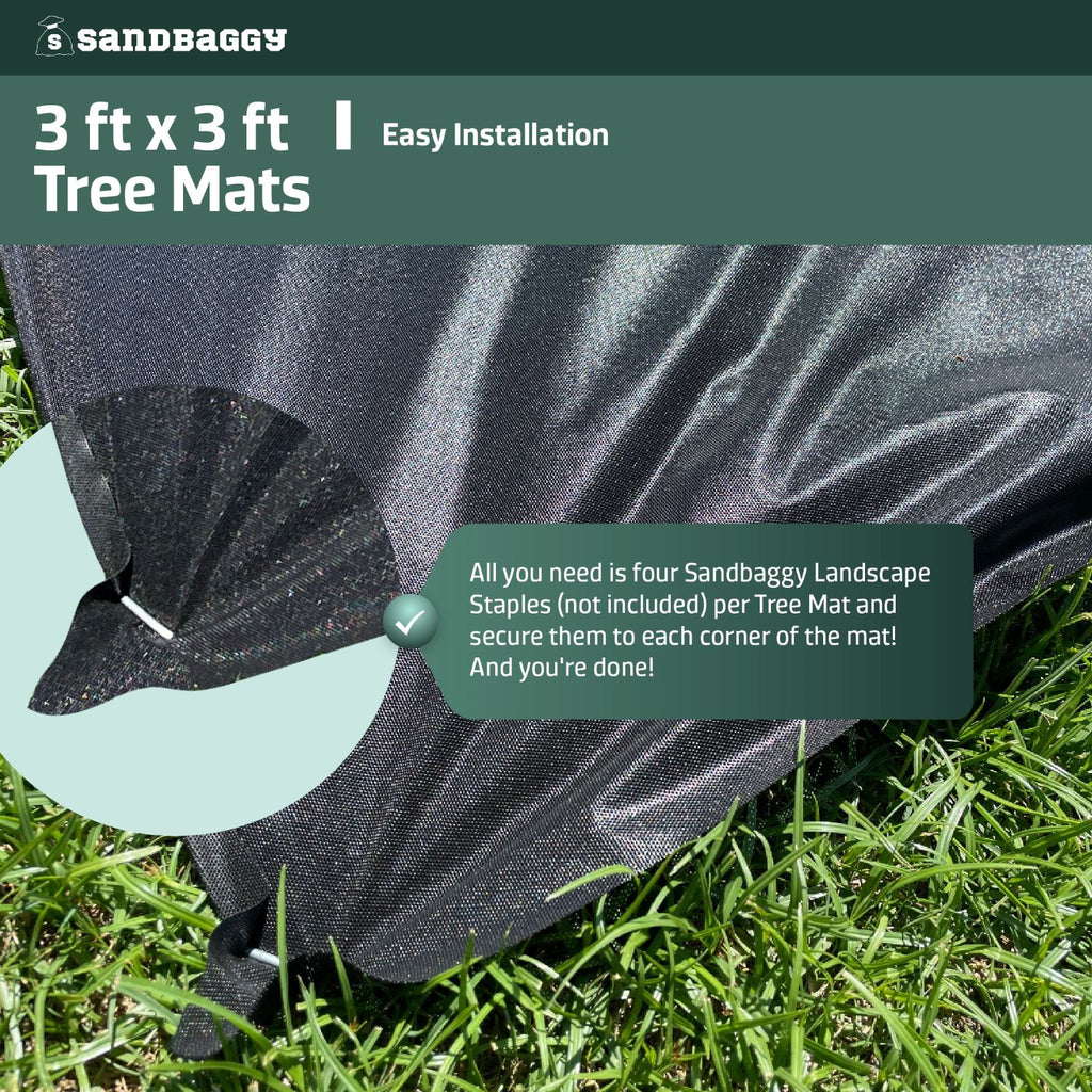 install tree weed barrier mats with landscape staples