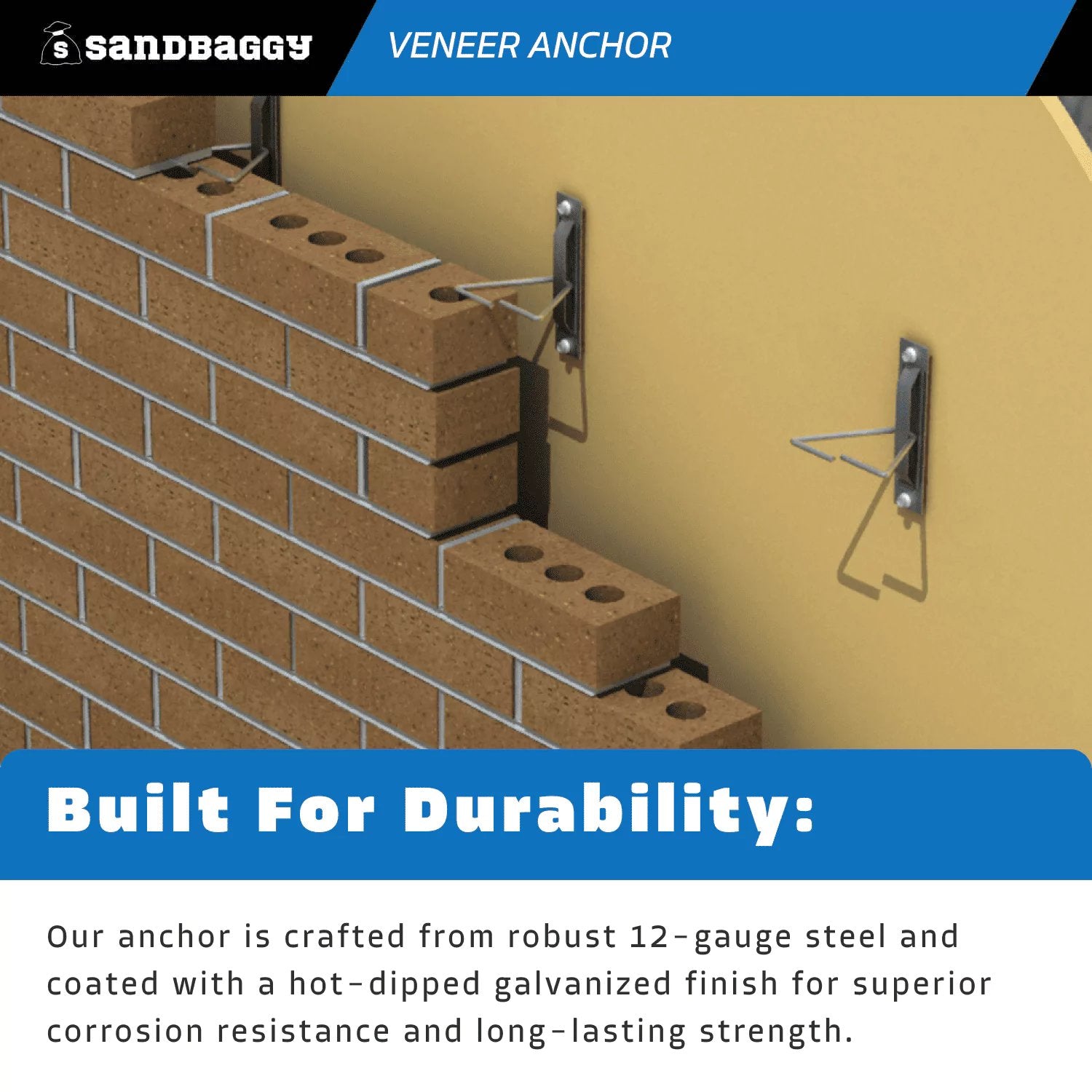 Type 3 Adjustable Masonry Veneer Anchor (w/ Triangle Tie) – Sandbaggy