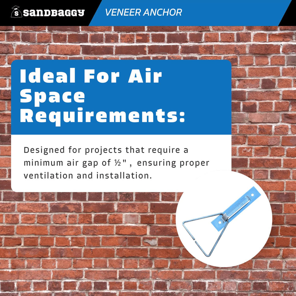 Adjustable Veneer Anchor - 1/2 inch air space