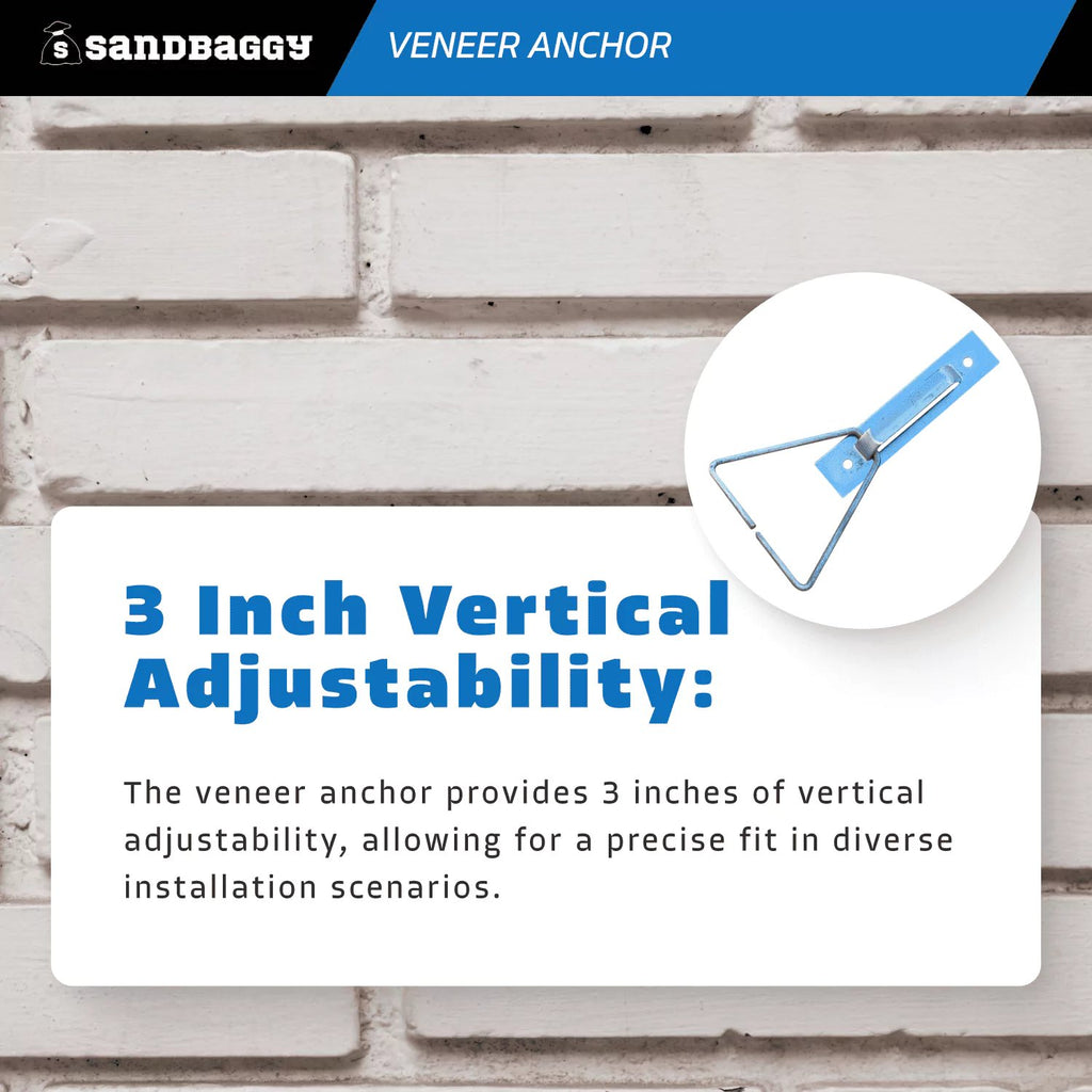 Adjustable Veneer Anchor - 3 inch vertical adjustability