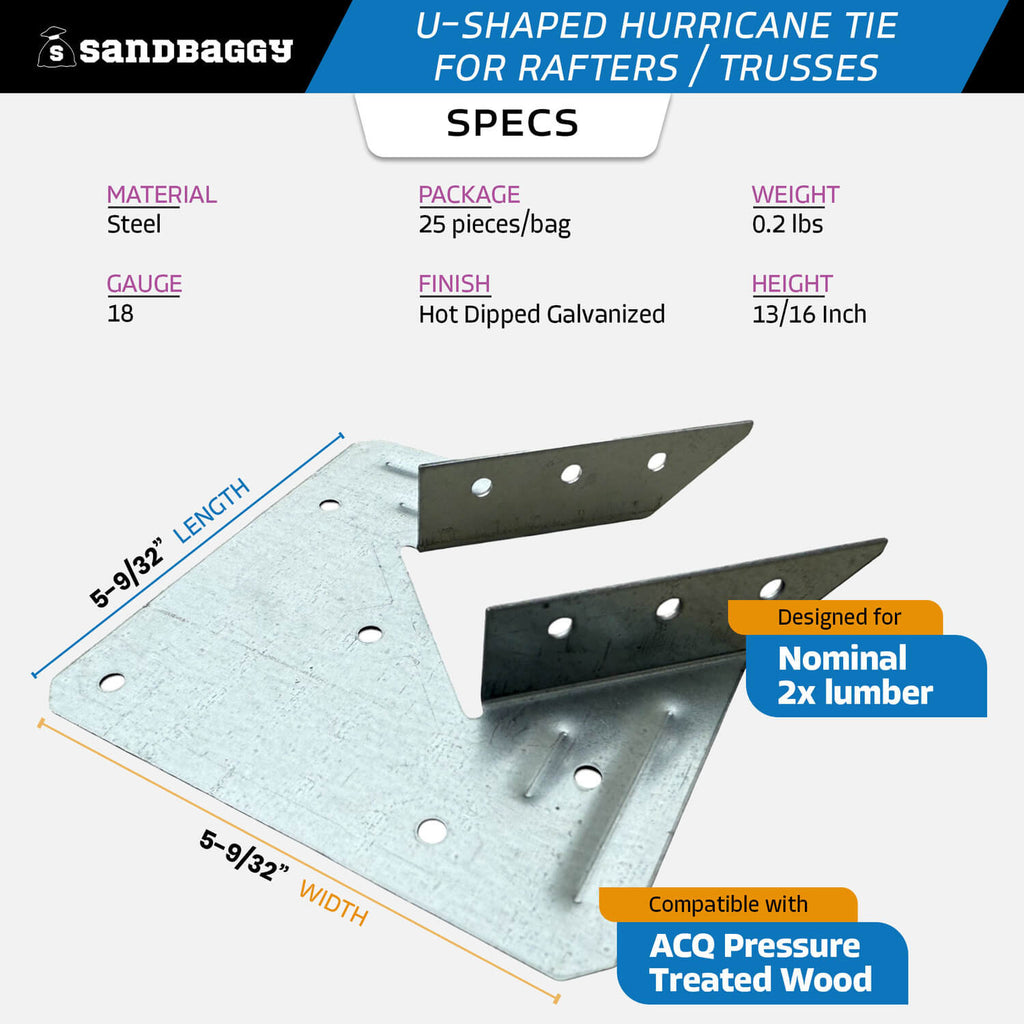 Galvanized Hurricane Tie - Specs