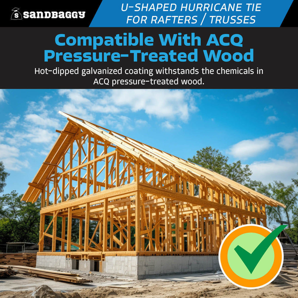 Galvanized Hurricane Tie - ACQ Pressure Treated Wood