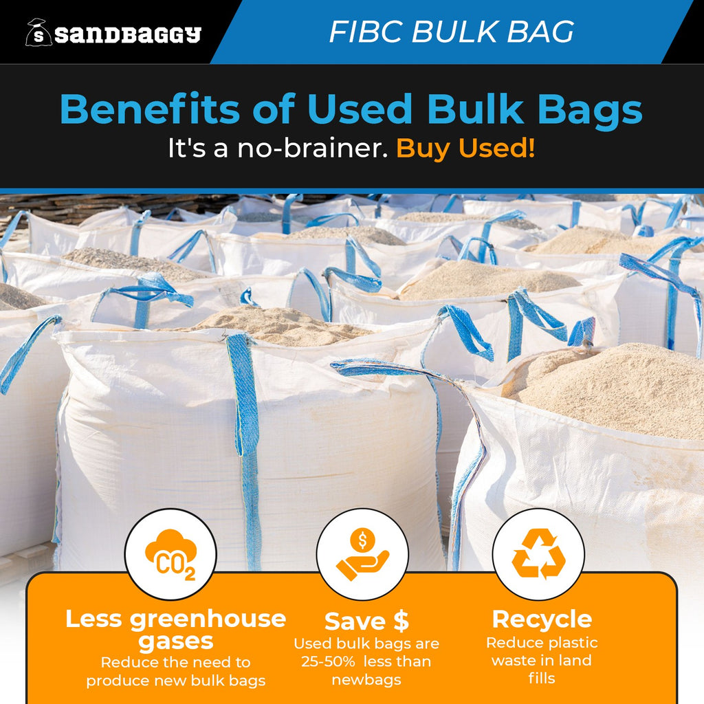 Used FIBC Bulk Bag for Sale – Duffle Top, Spout Bottom – 2000 lb Cap., Food Grade – 35" x 35" x 50" (45 cu ft)