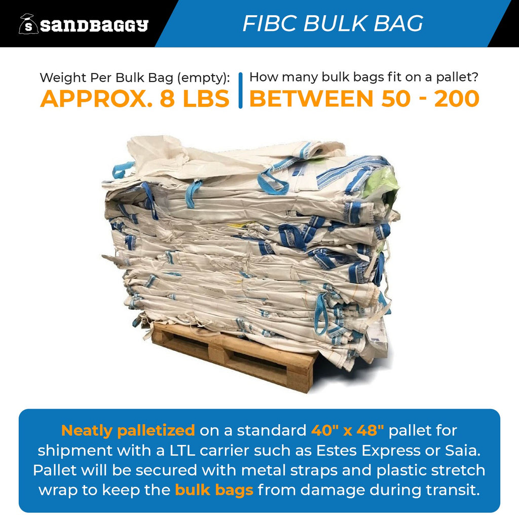 Used FIBC Bulk Bag for Sale – Duffle Top, Spout Bottom – 2000 lb Cap., Food Grade – 35" x 35" x 50" (45 cu ft)