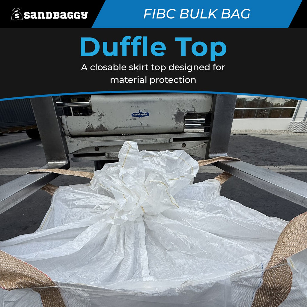 Used FIBC Bulk Bag for Sale – Duffle Top, Spout Bottom – 2000 lb Cap., Food Grade – 35" x 35" x 50" (45 cu ft)