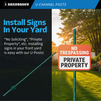 4 ft U Channel Posts for Fences & Signs - Studded Steel, Green