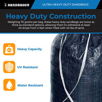 Ultra Heavy Duty Sandbags [4K hrs UV protection] - Military Grade