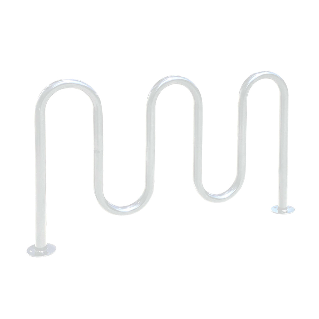 Commercial White 5-Loop Wave Bike Rack - 7 Bike Capacity