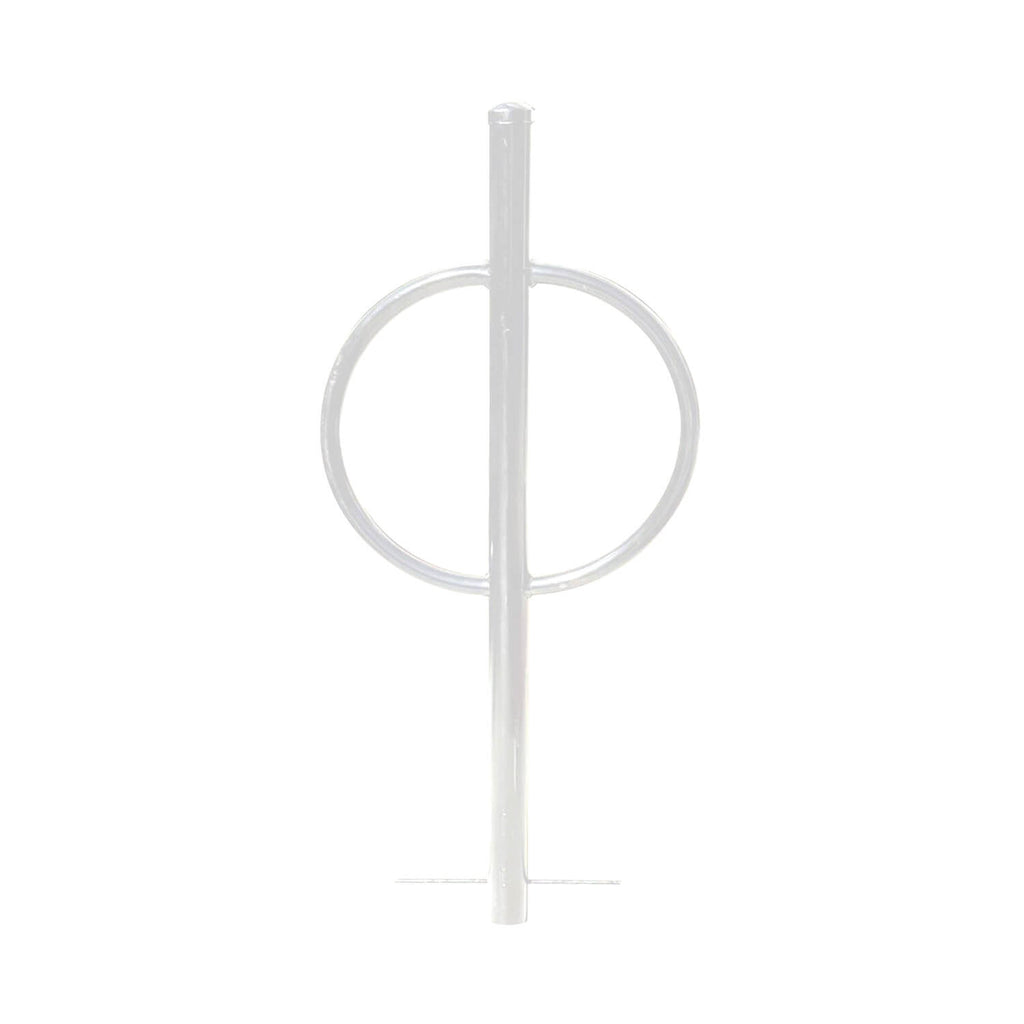 in ground post and ring bike rack - white
