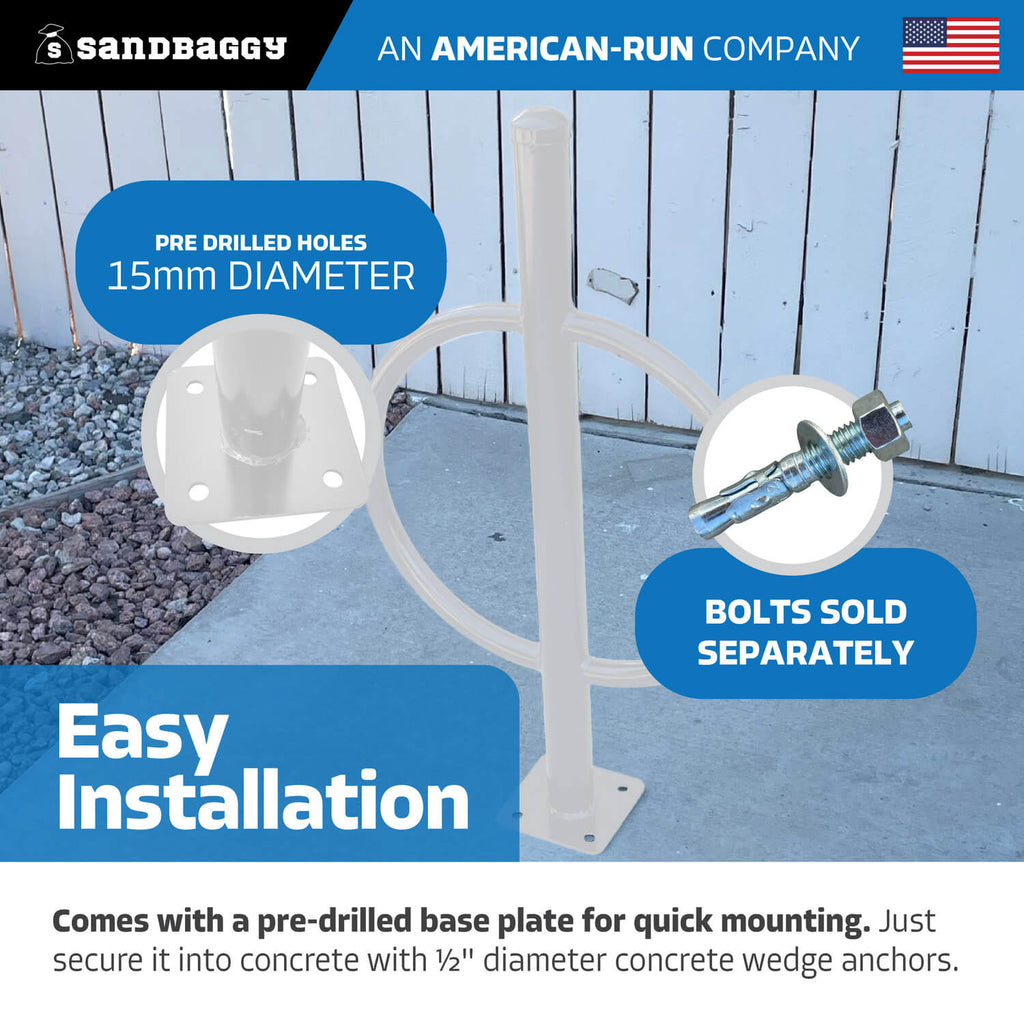 commercial post and ring bike rack - white
