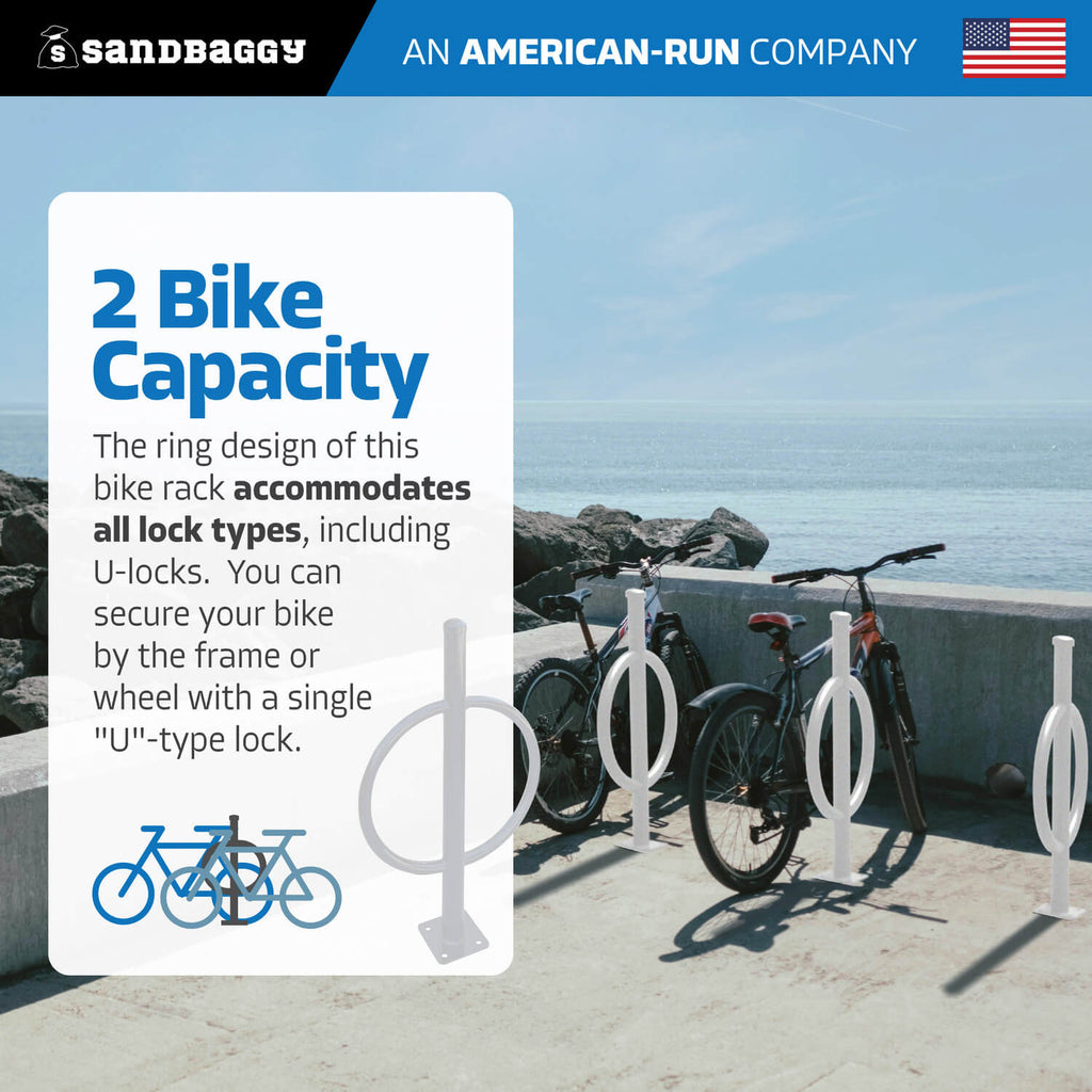 commercial post and ring bike rack - white