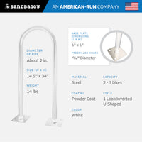 outdoor u shaped bike rack - white