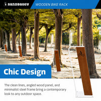 White Steel Modern Commercial Wood Bike Rack - Surface Mount - 2 Capacity