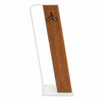 White Steel Modern Commercial Wood Bike Rack - Surface Mount - 2 Capacity