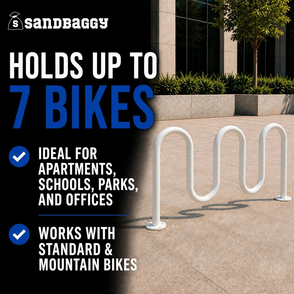 White 5 loop bike rack - 7 capacity 