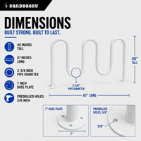 White 5 loop bike rack - 7 capacity 