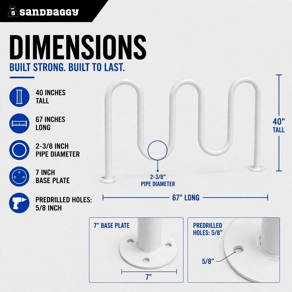 White 5 loop bike rack - 7 capacity 