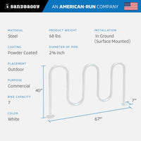 White 5 loop bike rack - 7 capacity 