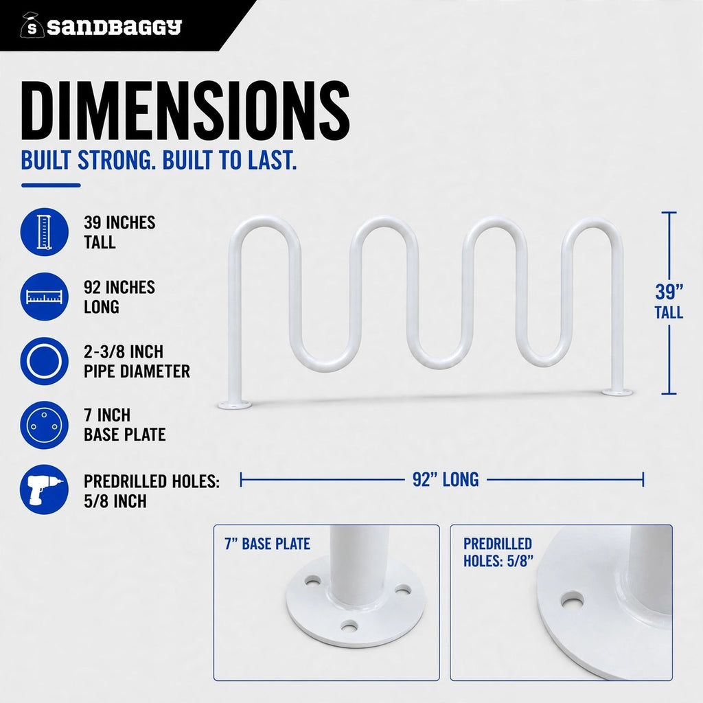 9 bike wave rack - WHITE